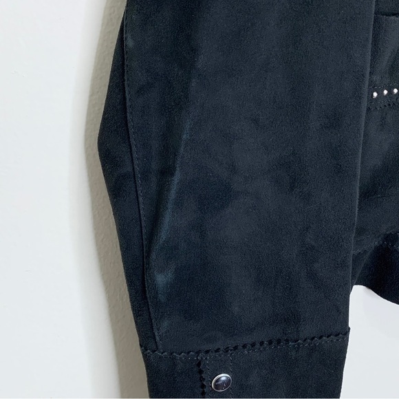 Sandro Paris Suede Studded Crop Jacket (Sz 3 / L) Snap Button Black - Picture 8 of 16